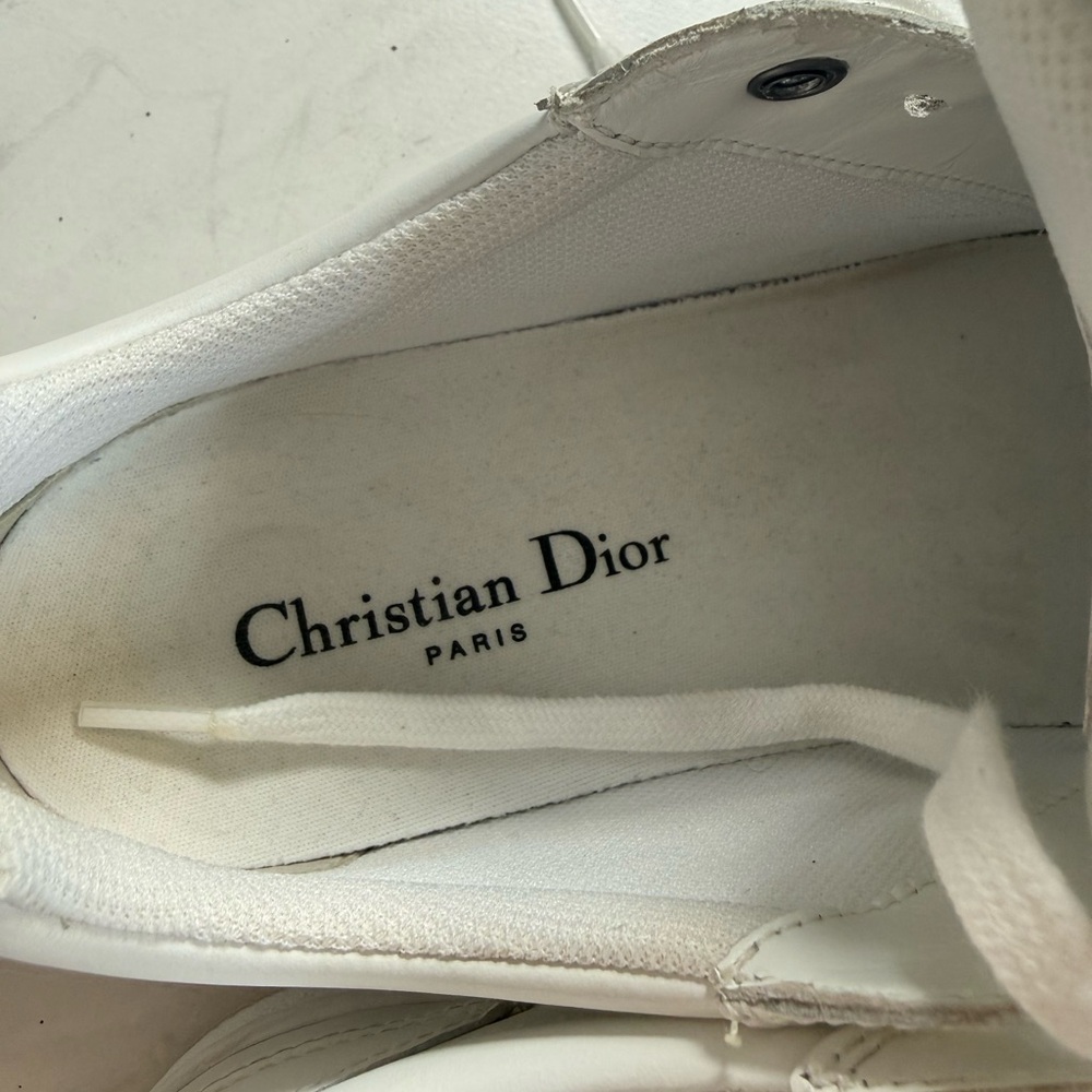 Christian Dior Star Walk Sneakers White Leather Suede Star CD Logo - Picture 10 of 12